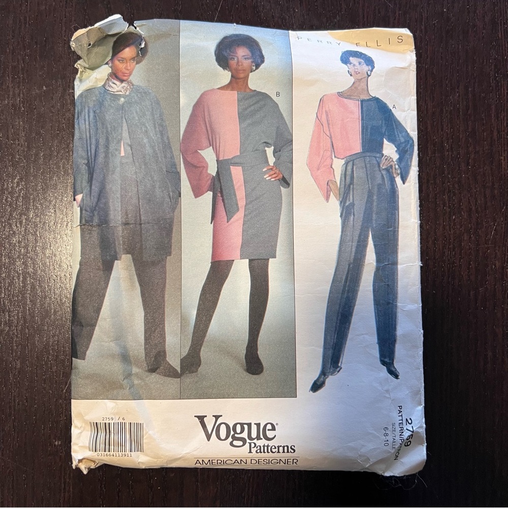 VOGUE 80s Perry Ellis Sewing Pattern 2759